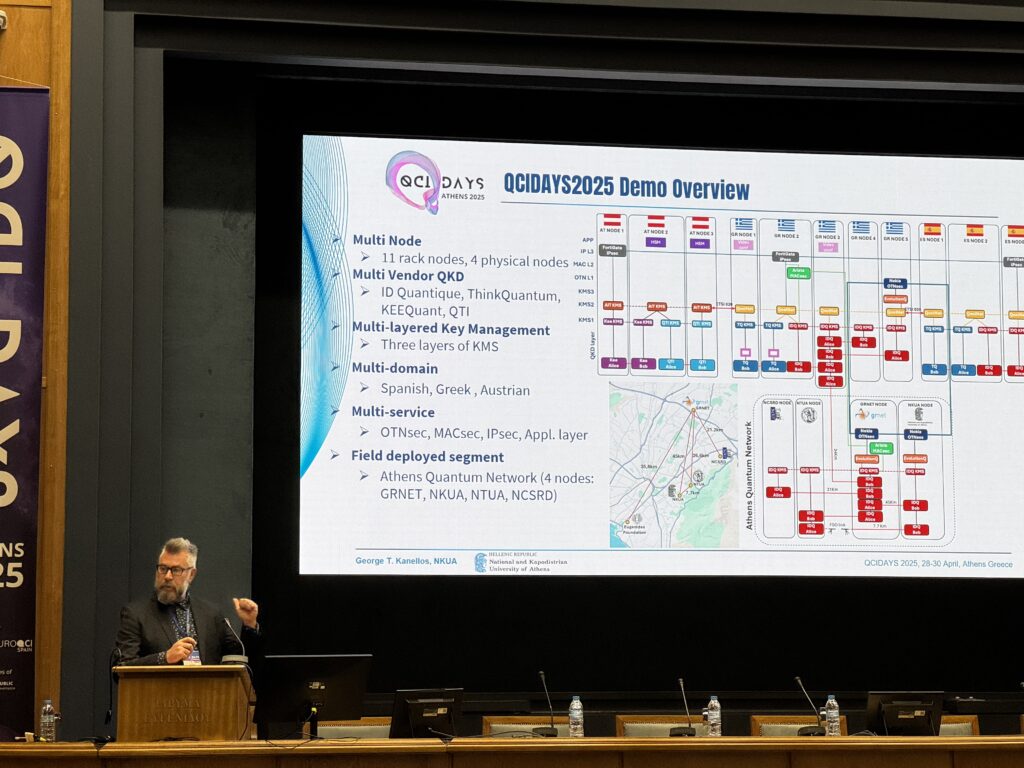 QCIDays2025 Demo Overview prezentáció kivetítve a QCIDays Athens 2025 eseményén